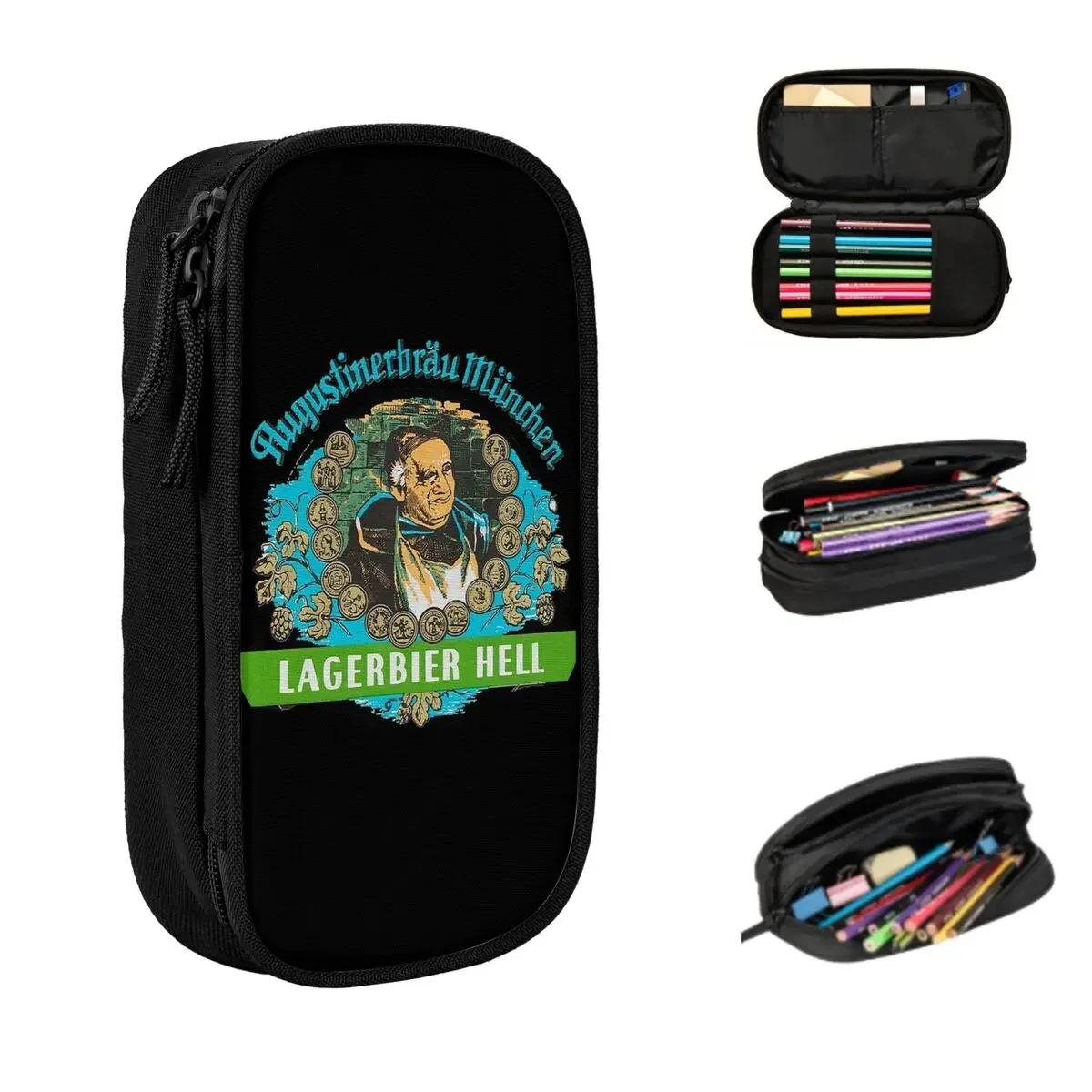 Augustiner Munich Beer...Lagerbier Hell Classic Pencil Cases Pen Bags Pen Box Pencil Pouch For Boys Girls Students Stationery