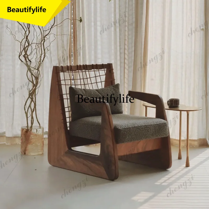 M02 TTT Wood Leisure Chair Retro Unique Aesthetics Clear Lounge Living Room Chairs Modern Salon Comfortable Poltrona