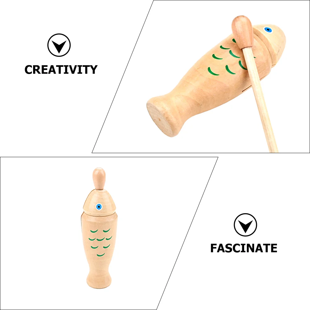 Pesce in legno giocattoli per bambini strumento a percussione semplice Khaki strumenti musicali per bambini bambino