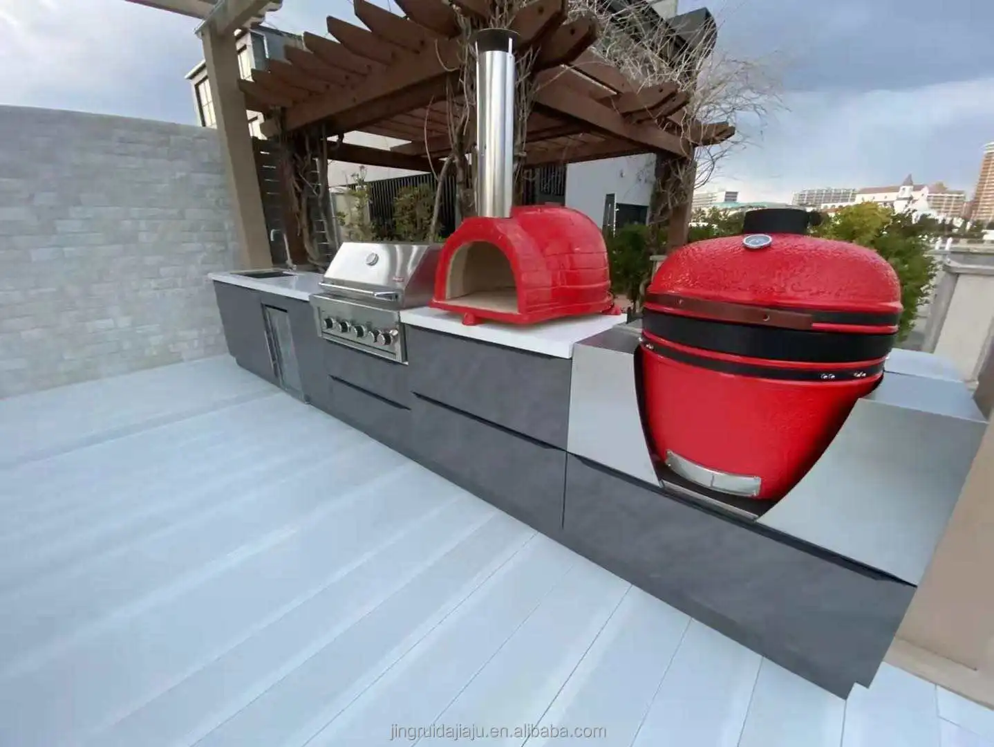 Outdoor BBQ Furniture Modular Outdoor Cabinet 304 316 Stainless Steel Outdoor Kitchen with Pizza Oven