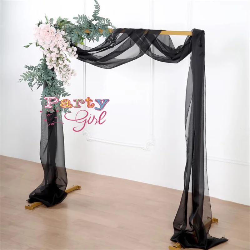 1.5M Width Solid Color Chiffon  Wedding Arch Draping Backdrop Fabric Arbor Drapes For Outdoor Wedding Ceremony Party Curtains