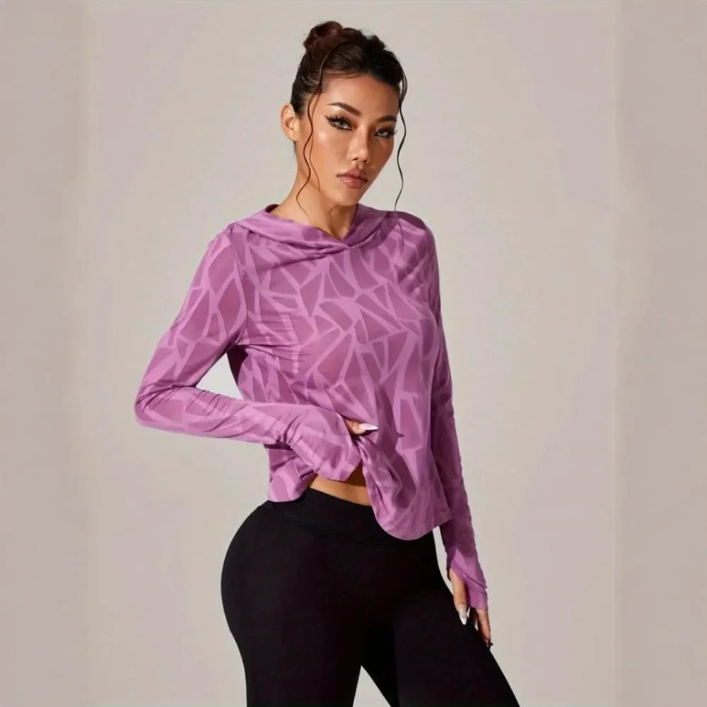 Women Hooded Long Sleeve T Shirt Solid Color Loose Fit Breathable Flattering Casual Daily Streetwear Hoodie Tee