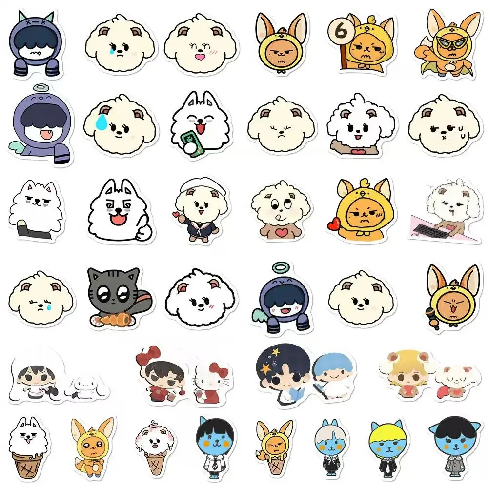 65pcs Kpop Cute Animal Plastic Stickers SooBin YeonJun TaeHyun Creative Decorative Hand Account Waterproof Stickers Fans Gifts