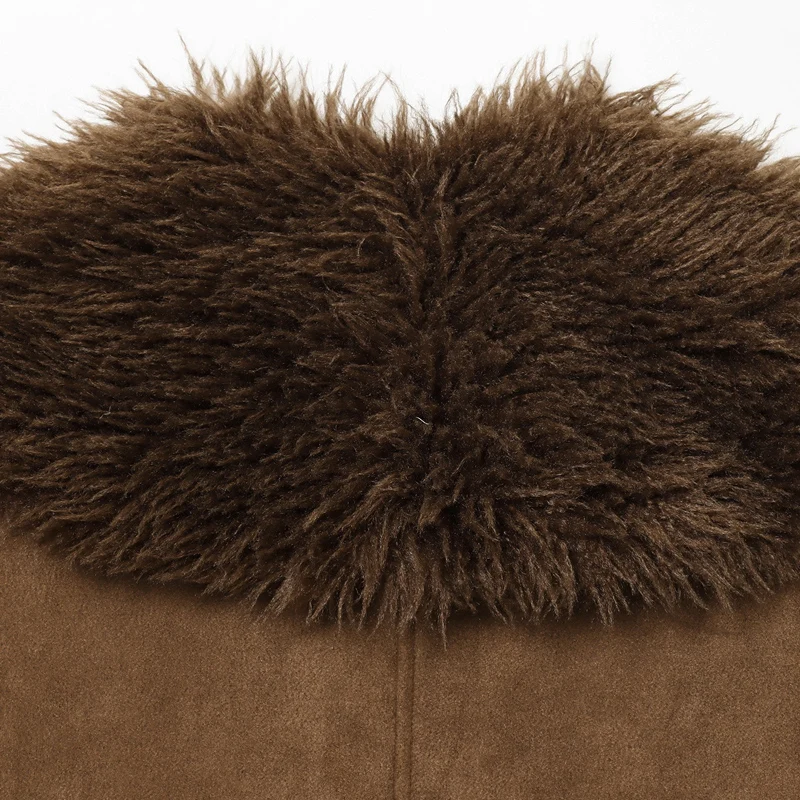 여성용 인조 모피 코트 브라운 아우터웨어 여성용 2025 겨울 재킷 테디 베어 코트 긴 소매 탑 여성 패션 재킷