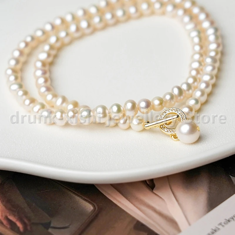 Natural Light South Sea Pearl Retro Luxury Simple Versatile Ot Clasp Necklace Collarbone Chain At Birthday Party Free Shipping