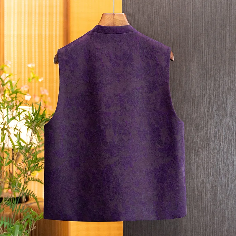 New Chinese-Style Silk Jacquard Elegant Cross-Front Vest for Women, 2026 Autumn New Retro Chic Sleeveless Jacket
