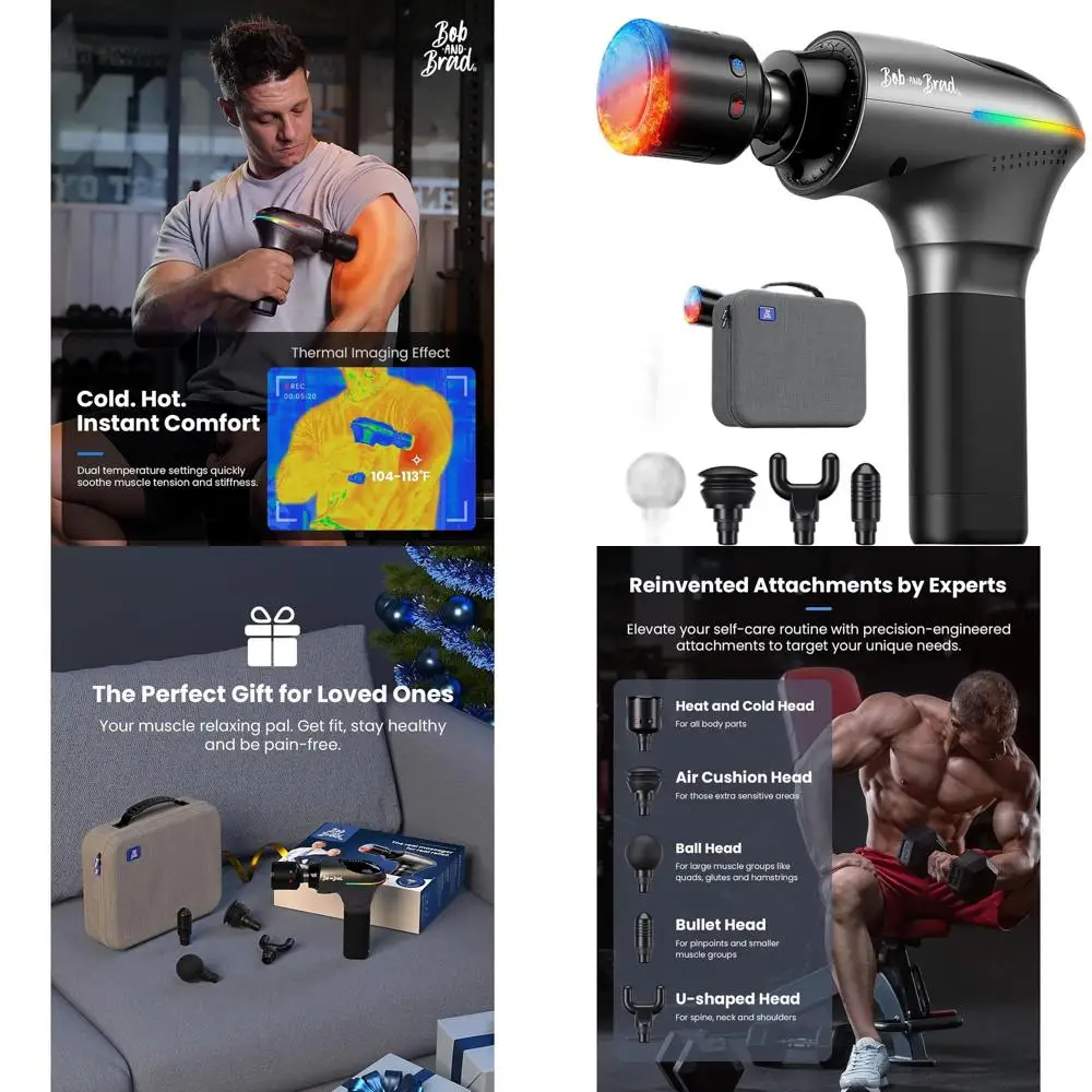 

Массажный пистолет для тепловой и холодной терапии, FSA/HSA Eligible, массажер для глубоких тканей для домашнего спортзала, портативный с датчиком силы света