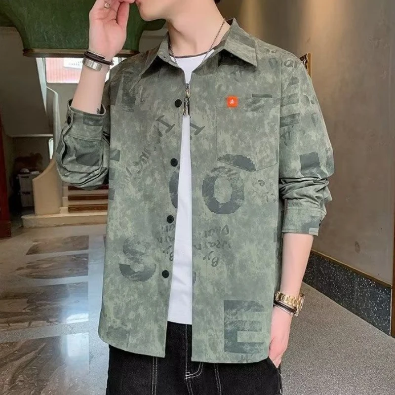 Male Shirts Camouflage Cargo Graphic Men\'s Shirt with Pocket Black Fashion 2024 Cheap Brand Sale Original New in Summer I Normal