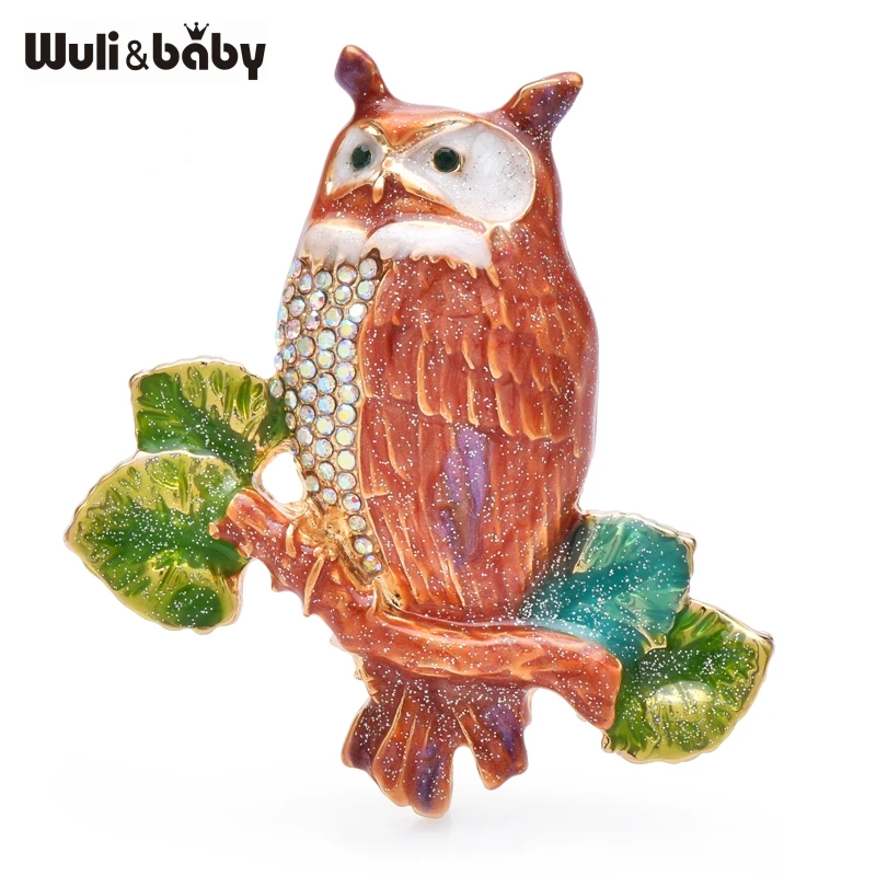 Wuli&baby Lovely Vintage Owl Brooches For Women Unisex Enamel Bird Animal Party Casual Brooch Pins Gifts