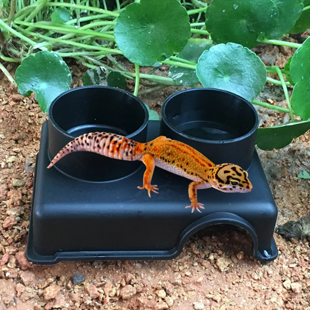 Three-In-One Plastic Reptile Hide Box Reptile Hide Cage Box Black Reptile Caves Rectangle Snake Shelter House Gecko Feeding