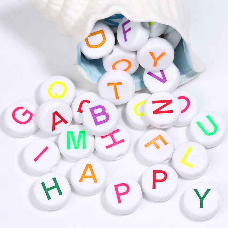 5 Stück/Set 25mm Bunte A-Z Große Buchstabenperlen Runde Alphabet-Abstandshalter Acrylperlen für Schmuckherstellung DIY Armband Zubehör