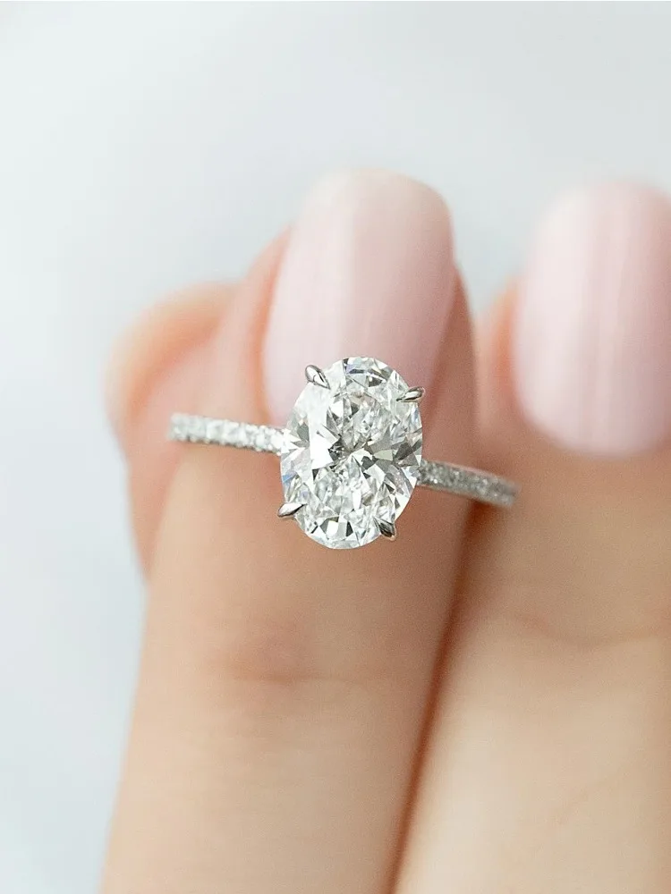 

DWJ Real Oval 1Ct Moissanite Diamond Ring for Women 925 Sterling Silver Anniversary Party Gorgeous High Quality Fine Jewelry