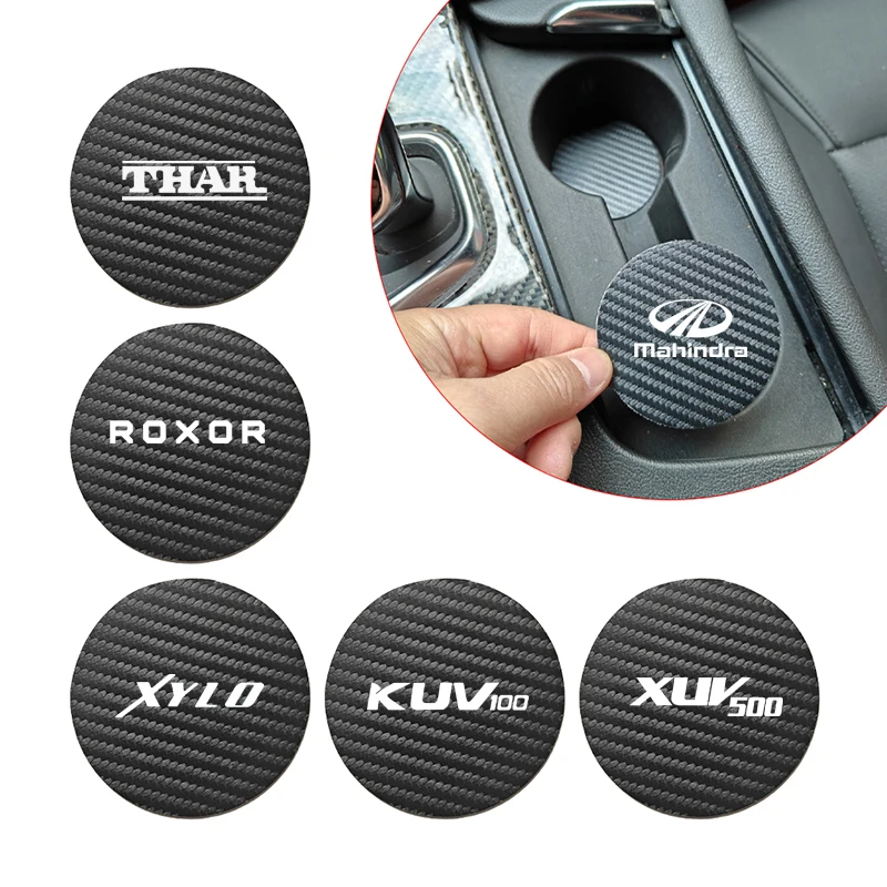 2 Pcs Car Water Cup Mats For Mahindra Bolero Neo Marazzo E VERITO KUV100 ROXOR SCORPIO THAR TUV 300 XUV 400 XUV 500 XUV 700 XYLO