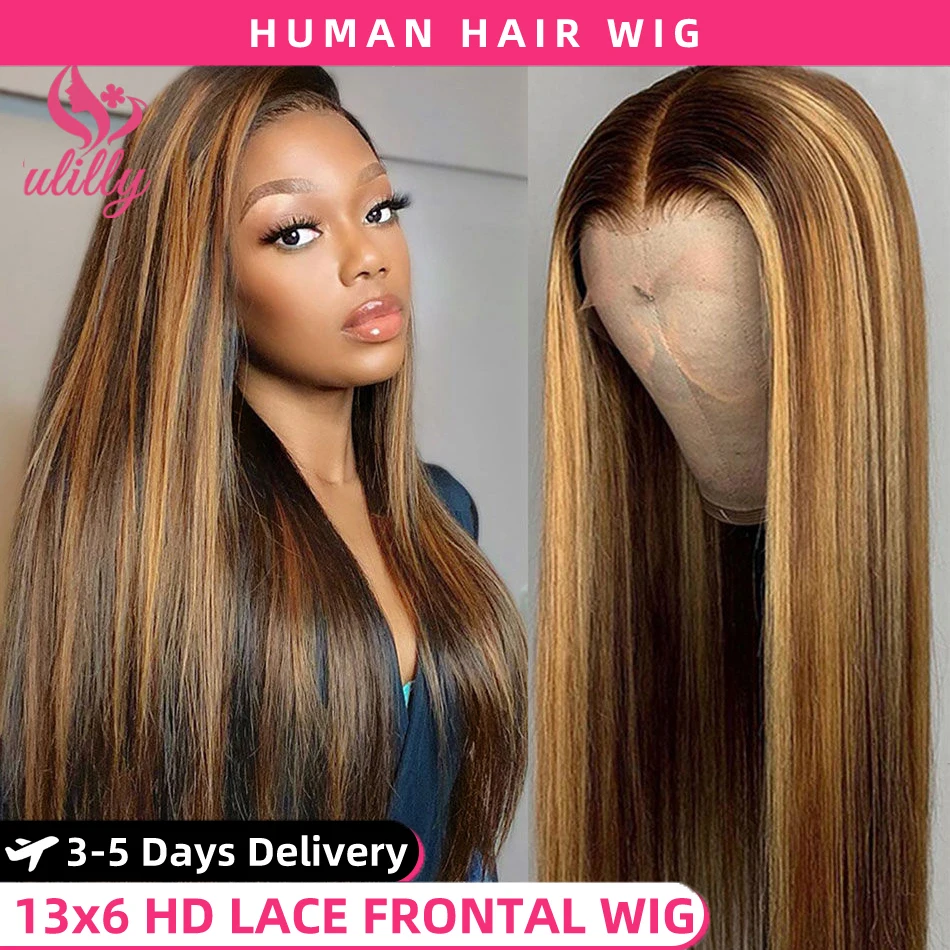 HD 13x6 Highlight Wig Glueless Lace Front  Wig Colored Human Hair Wigs 13x4 Bone Straight Honey Blonde 30 Inch Lace Frontal Wig