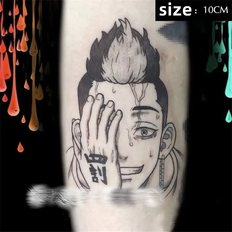 

Anime Tokyo Revengers Temporary Tattoos Black Hanma Xiuji Cartoon Tatoo Body Art Waterproof Fake Tattoo Stickers for Woman Man
