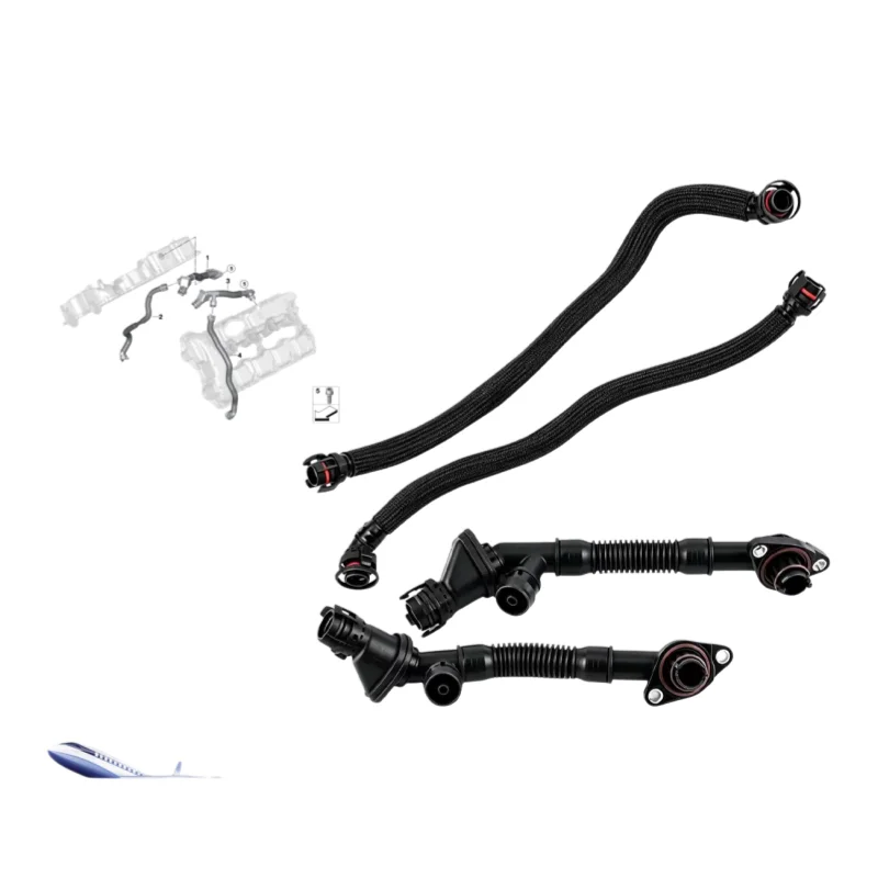 

4PCS Left Right For BMW X5 X6 550i 650i 750i N63 Crankcase Breather Valves Hoses 11157575641 11157575640 11157646086 11157646087