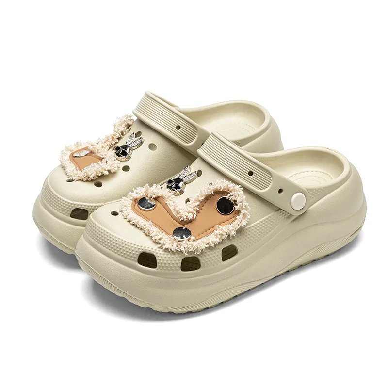 Women Fashion Summer Personality Clogs Outdoor Soft Slides Flat Anti-Slip Height Increasing Ladies Shoes Slippers EVA Sandals