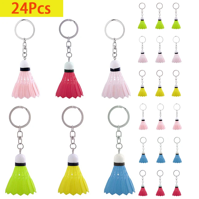 

24Pcs 6 Colors Cute Badminton Keychain Keyring Car Holder Bag Pendant Jewelry Gifts Jewelry Key Pendant Chains Charm Keychain