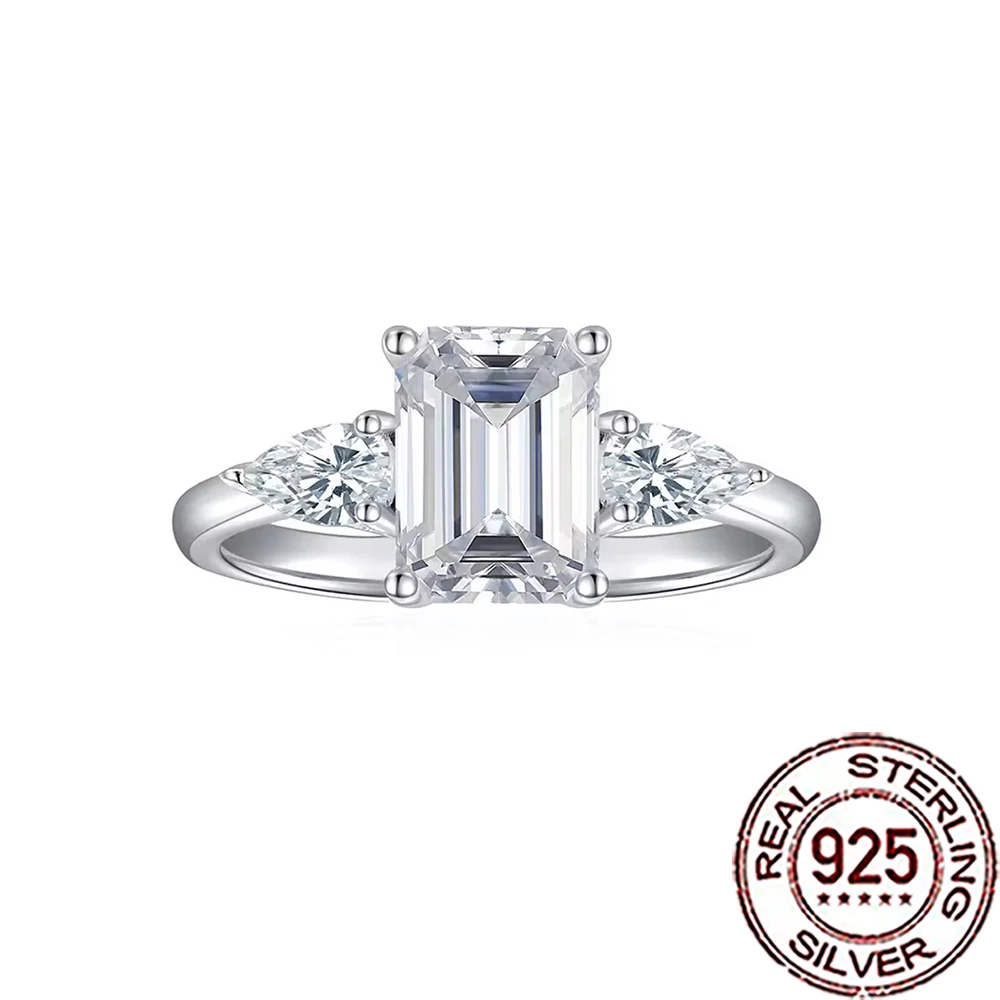 

QooLady стерлингового серебра 925 пробы, роскошные блестящие кольца с кубическим цирконом и каплями воды для женщин, обручальное кольцо, ювелирные изделия, подарки SR077