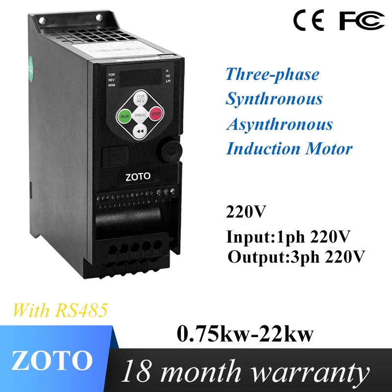 

220V VFD 0.75KW-22KW Input 1-phase 220V Output 3phase 220V 3phase Synchronous Asynchronous Induction Motor Speed Control Drive