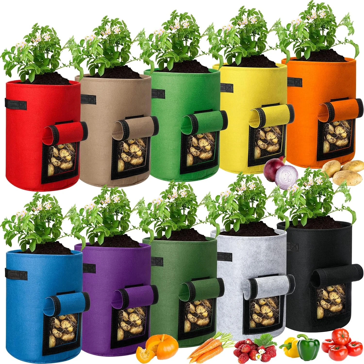 Planting Grow Bag Non-Woven Fabric Thickened Beautiful Planting Bag Sweet Vegetable Grow Seed Strawberry Planting Bag New Style