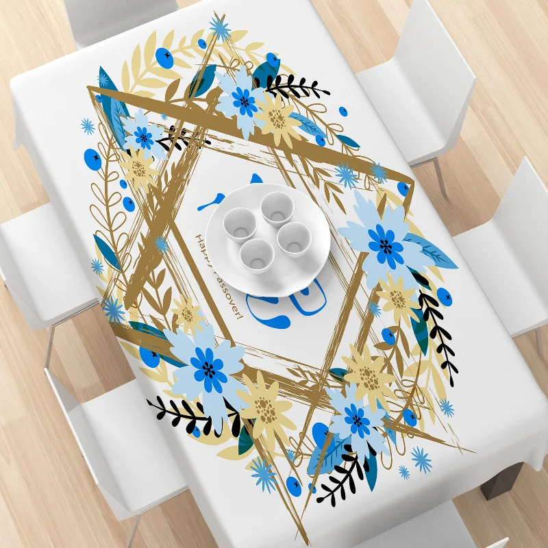 سعيد Passover مفرش المائدة مقاوم للماء زينة الحفلات المرور اليهودية العبرية مقاوم للماء مفارش طاولة المطبخ طاولة طعام ديكور #4