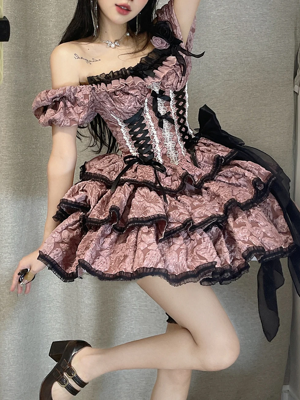 Lolita Dark Gothic Spring and Summer Short Sleeve Dress