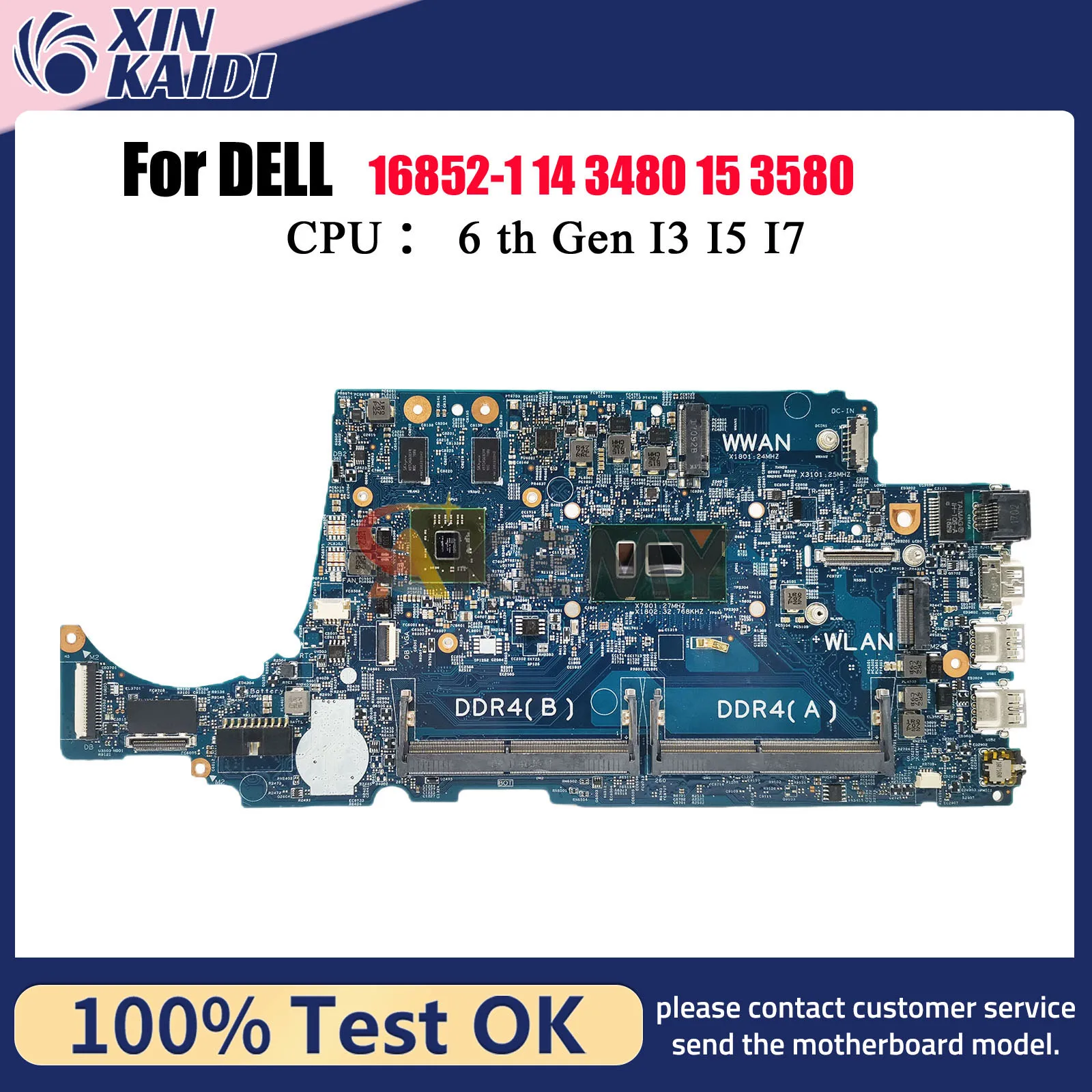 

For DELL Latitude 3480 3580 Laptop Mainboard 16852-1 with i3 i5 i7 CPU CN-02V63C 004JRR 0TD9WG 08NCKY 100% Fully Tested