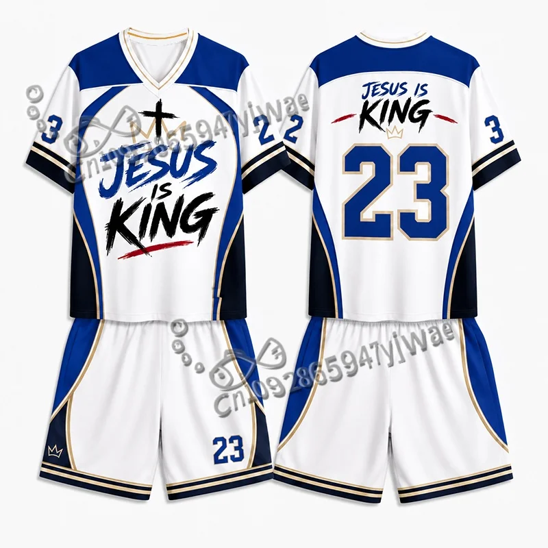 Jesus is King 23 Football Jersey Special Edition Sport TShirt Shorts Set Autumn Women's Men's Kids Soccer Tshirt Set 2 Piece Set