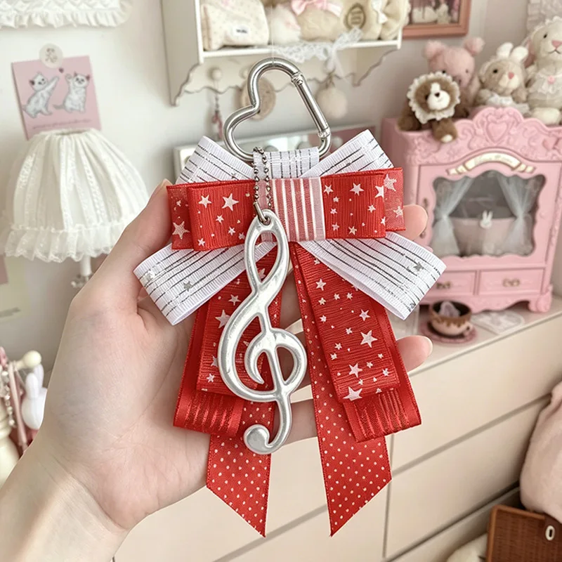 Sweet Cartoon Fashion Music Note Bow Ita Bag Keychain Charm Delicate Ins Decoration Craft Materia Finished Pendant for Bag view 3