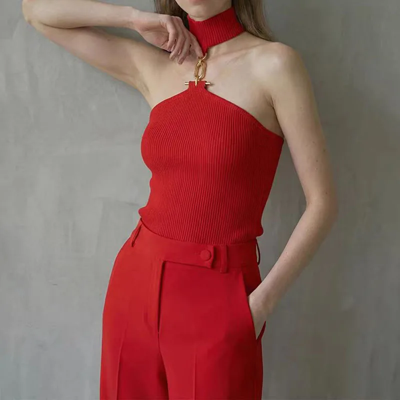 Spring 2025 new style - Pure Erotic Style Neckline Sexy Strapless Backless Knitted Short Sleeve Cool Girl Top for Women