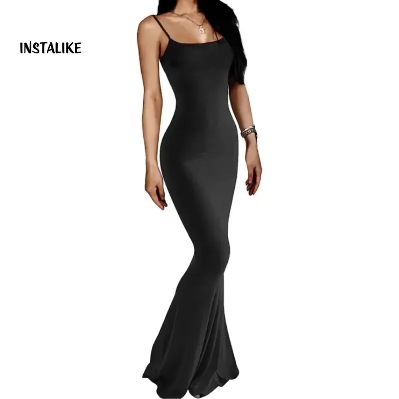 

InstaLike-Women's Long Slip Dress, Sleeveless, Backless, Bodycon, Maxi Dress, Casual, Long, Slim, Elegant, Lady Outfits, Summer