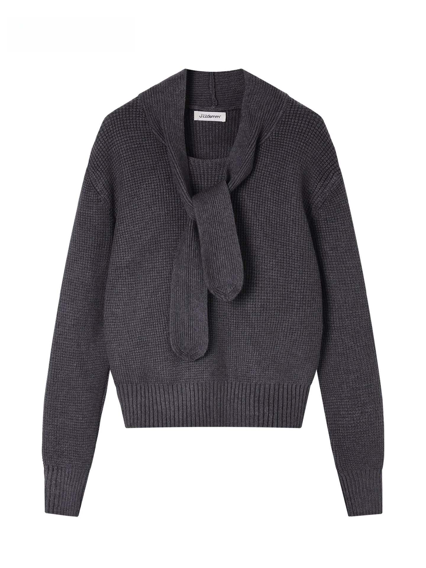 

JZZDEMM Plaid V-ne Knitted Sweater Women's Loose Top with Tie Autumn Winter ey Sweater Girl's Faion Casual Knitwear