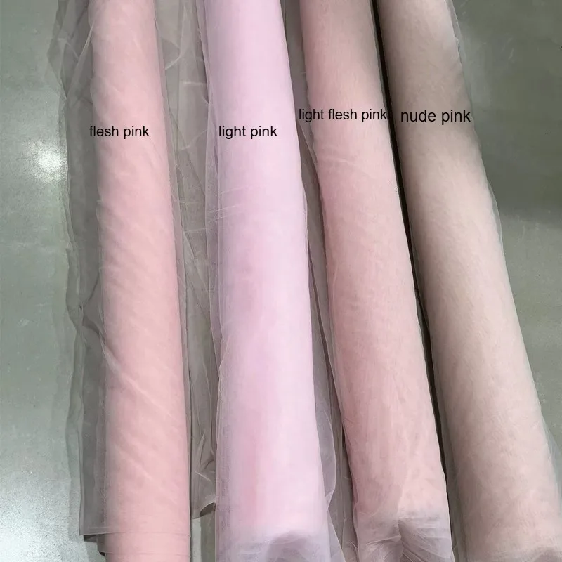 2m Anti snagging skin friendly soft netting fabric with good drape in light pinkish brown for evening dresses and wedding gowns
