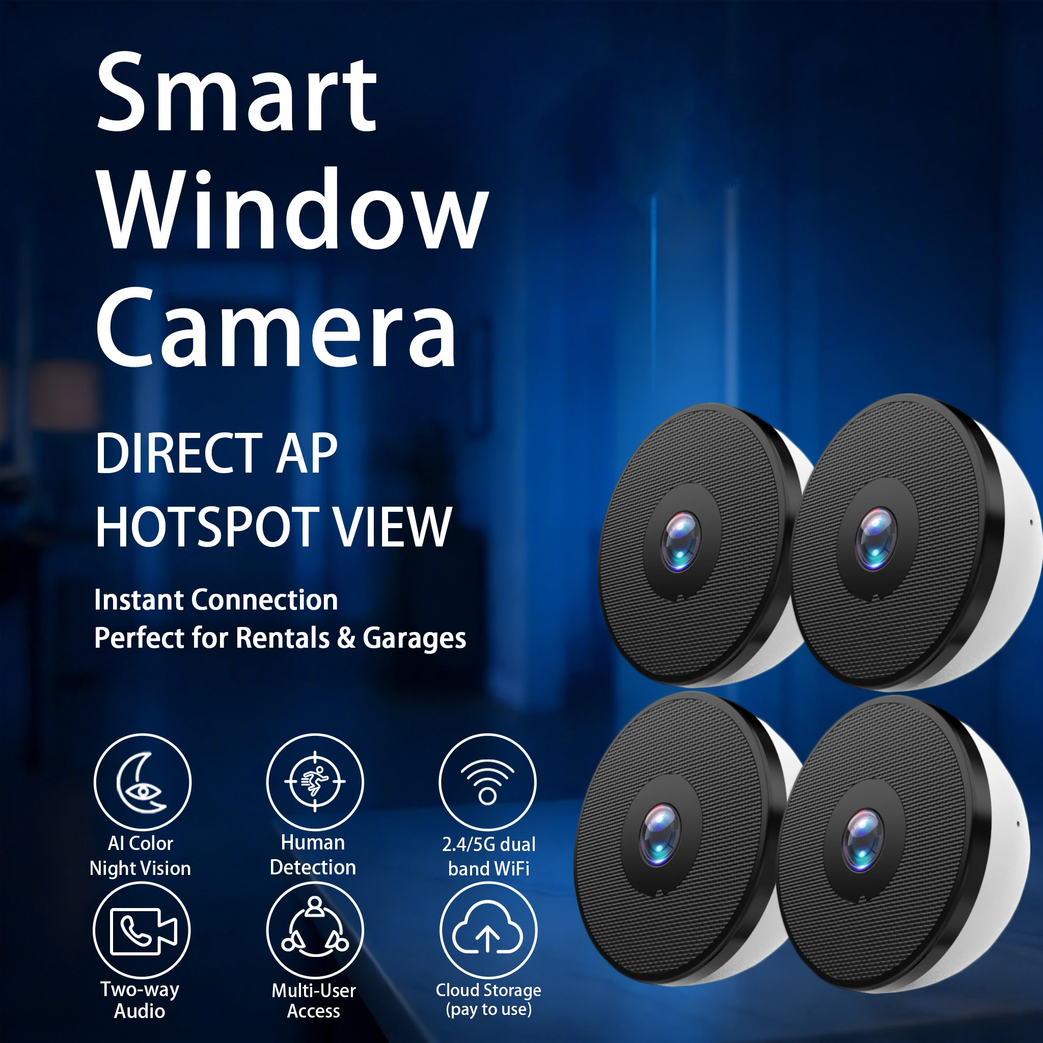BoyKeep Window Camera, 4MP Ultra HD binnenbewakingscamera, 2.4G & 5G WiFi 6 thuisbeveiligingscamera met telefoon-app, Privacy Pr