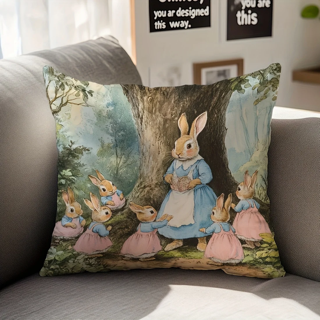 fronha-charming-bunny-family-–-design-classico-de-livro-de-historias-perfeita-para-decoracao-de-casa-e-presentes-alta-qualidade-arte-exclusiva