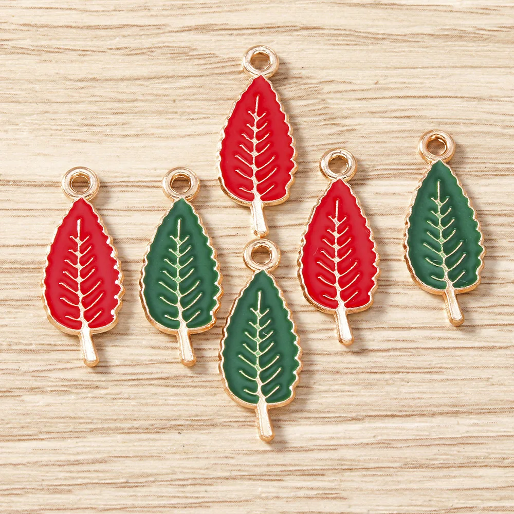 Tusember 20 Stück 9*22mm Emaille Niedliche Baum-Anhänger Blatt-Baum-Anhänger für Ohrringe, Halsketten, DIY-Schmuckherstellung, Bastelzubehör – Detail 5