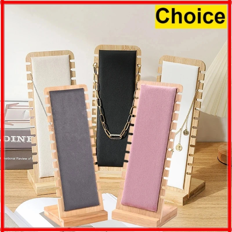 

New Solid Bamboo Wood Jewelry Display Stand Necklace Showcase Holder Pendant Long Chain Handing Organizer Holder For Necklaces