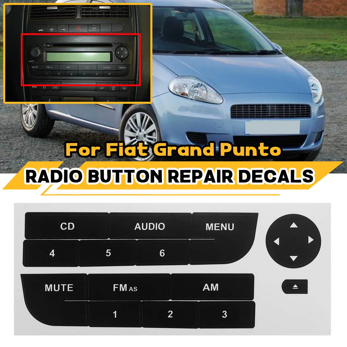

For Fiat Grand Punto Radio Button Repair Decal Car Interior Radio Stereo Worn Peeling Button Repair Stickers Decor Accessories