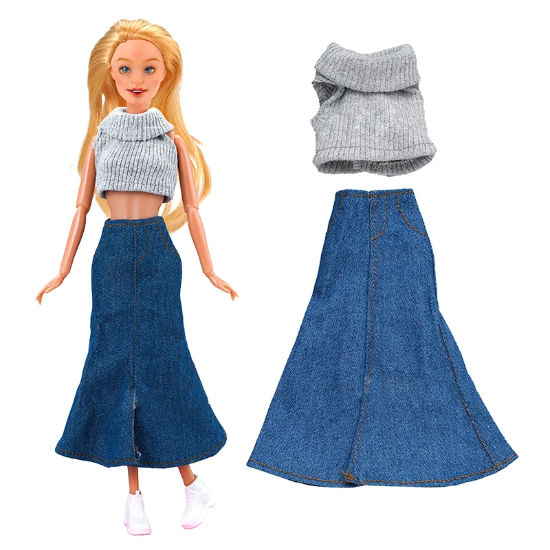 1Set Fashion Dress For 1/6 Doll Daily Outfit Coat Hats Pants Sweater Jeans Skirt Clothes For Barbie Doll Accessories Girl\'s Toys