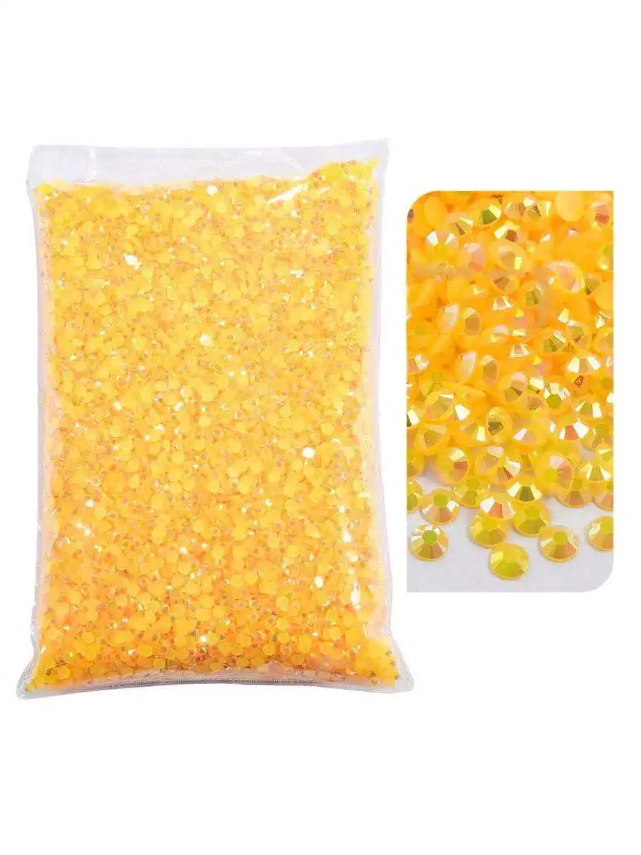 Groothandel Jelly Kleur AB Transparant AB 2mm, 3mm, 4mm, 5mm Facetten Platte Achterkant Hars Strass Nagelkunst Kledingdecoratie