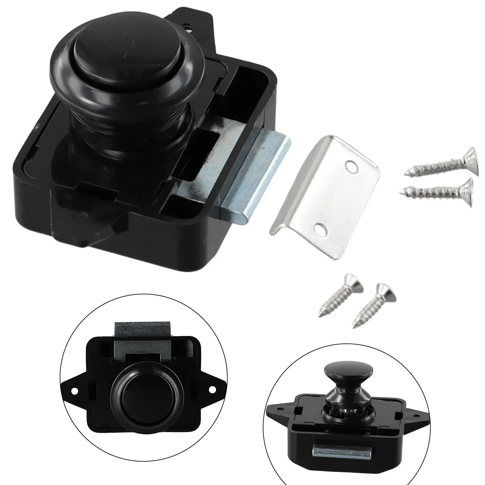 Brand New Button Catch Lock Latch Push Button Accessories Zinc Alloy Camper Cupboard L-shaped Gasket Motorhome