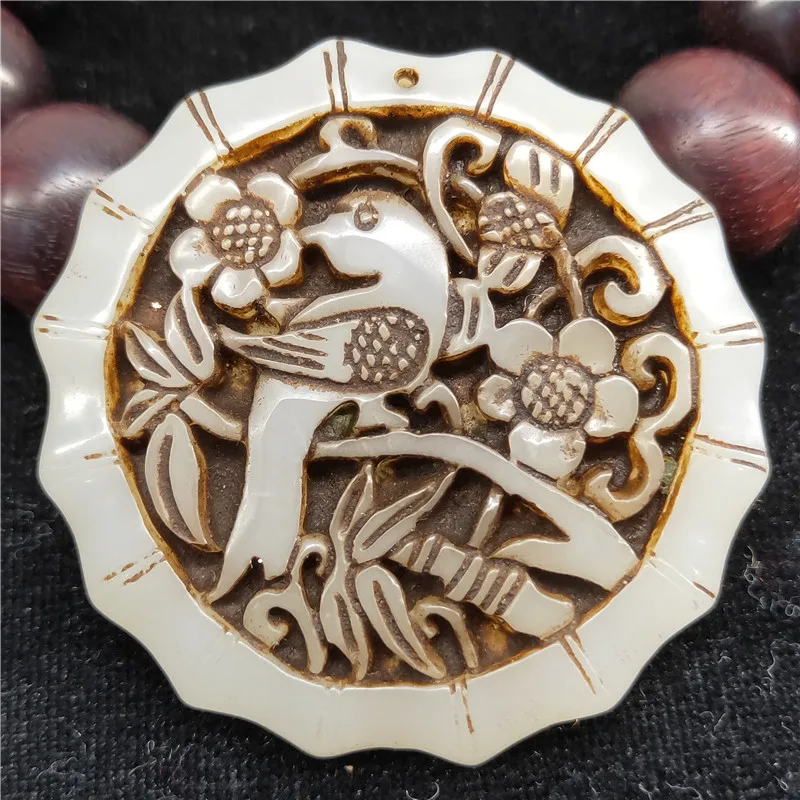 

Ancient jade stone carving stone tools Hetian white jade brand pendant retro decoration boutique