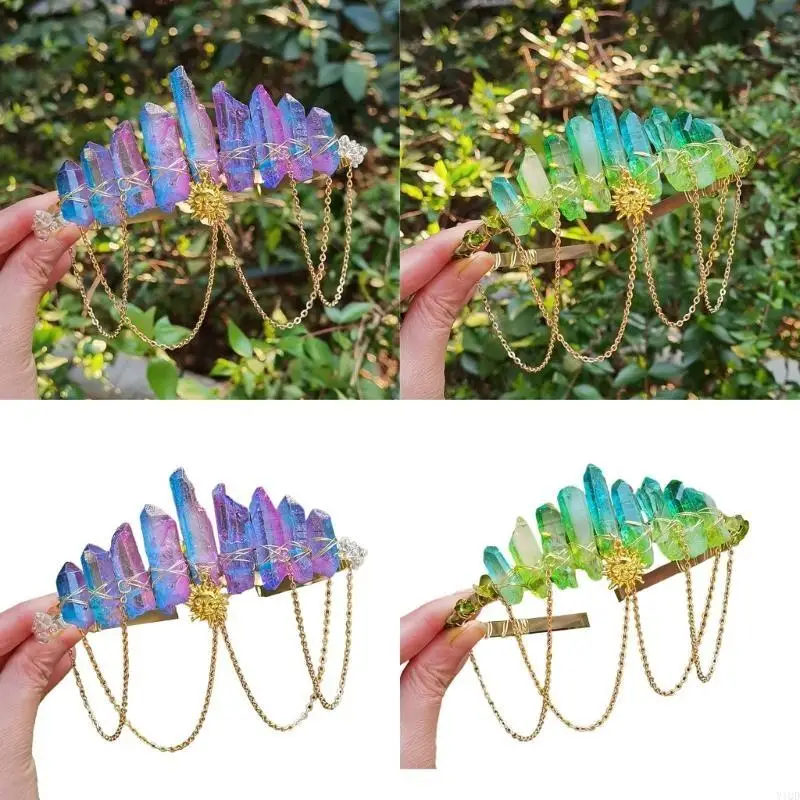 

Bridal Hair Hoop Girl Birthday Party Elegant Pageant Woven Crystal Girl King Costume Headwear Halloween Headband