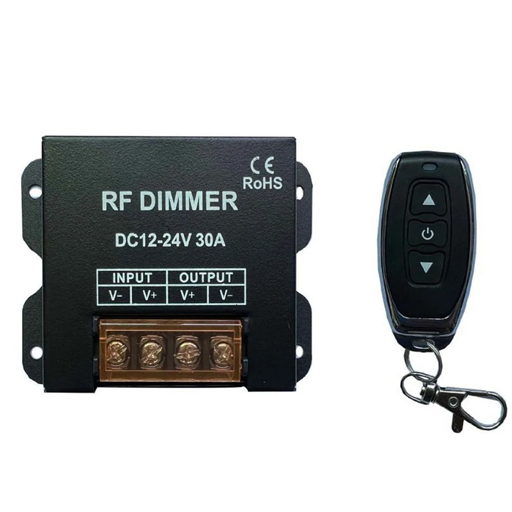 DC 12V 24V LED Dimmer with RF Wireless Remote Control Full Range Brightness Adjustment for Light Strips and More