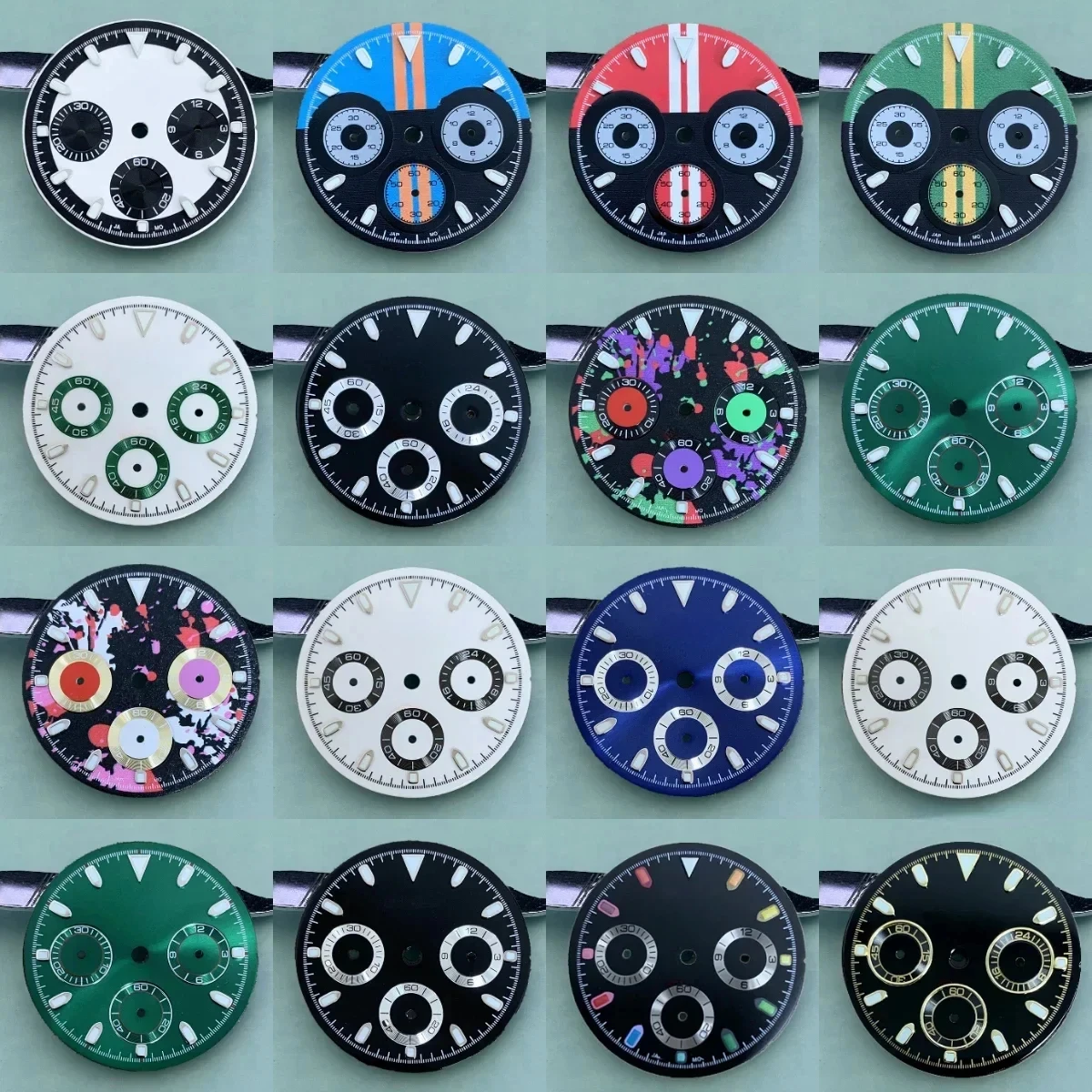 

29.5mm Dial VK63 Quartz Movement 6 Pin Face Plate Timing Face Watch Accessories Watch Parts S Dial for 39mm Watch Cases DIY