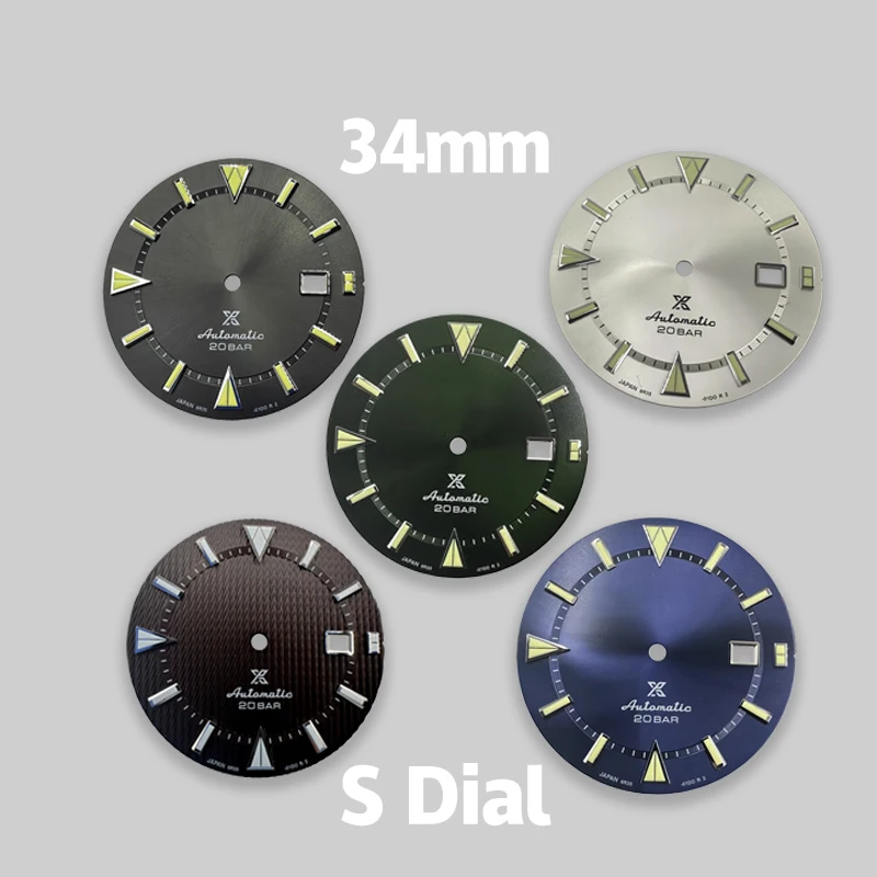 

New 8215 Dial 34mm Dial with S Logo, Suitable for 8215 Movement, Green Luminous Mechanical Watch Modification Accessory
