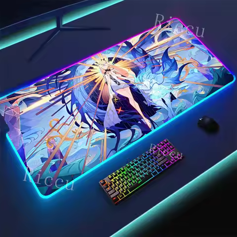 RGB HD Cartethyia Wuthering Waves MousePad Game Laptop Play Mat Extra Large Kawaii Non-slip MousePad Gaming Accessories E-Sports