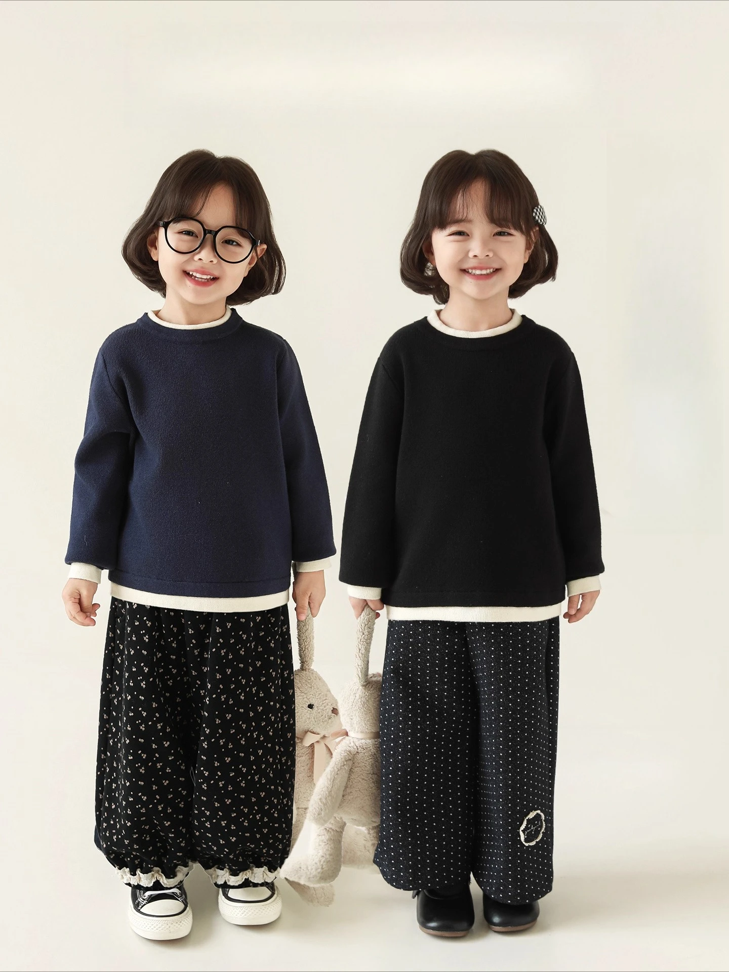 Girls 2025 Color Block Wool Blend Sweater Non Itch Thermal Oversized Slimming Knit Top Christmas Gift Kids 1-7 Years