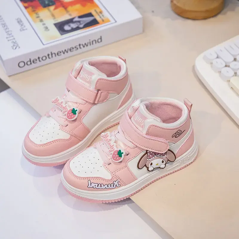 Süße süße Kuromi Anime High Top Freizeitschuhe Frühling Herbst Sanrio Ins Kawaii Cartoon Leder Sneakers schöne Geschenke für Mädchen